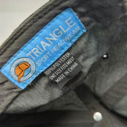 Triangle 5 Panel Gray One Size Hat Galveston Island Shark Fish Graphic Strapback