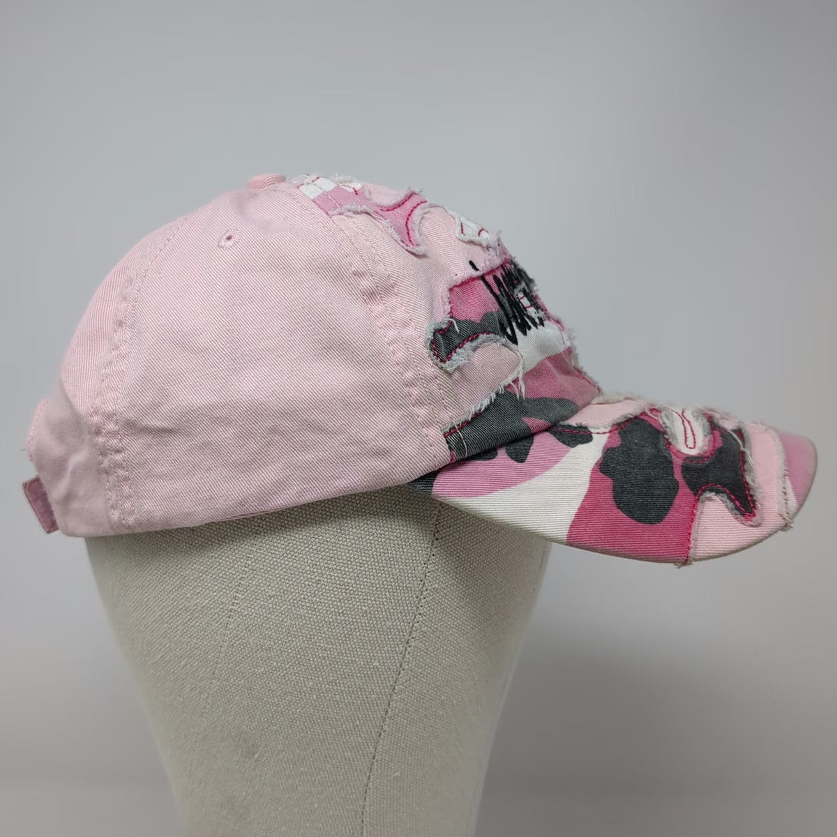 Headgear Pink Jackson Hole Camo Frayed Embroidered Baseball Cap One Size Hat