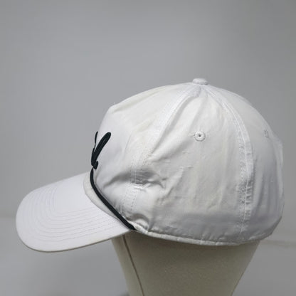 Bad Birdie 5 Panel White Hat One Size Snapback Black Rope Script Performance
