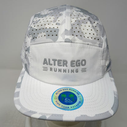 Alter Ego Running 5 Panel White Gray One Size Camo Breathable Performance Hat