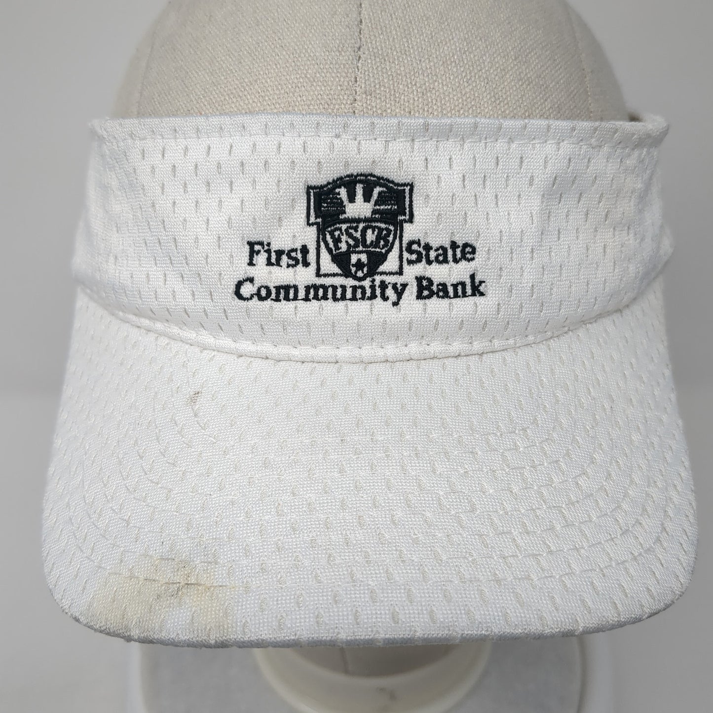 First State Community Bank Sun Visor Hat White One Size Adjustable Outdoor Cap