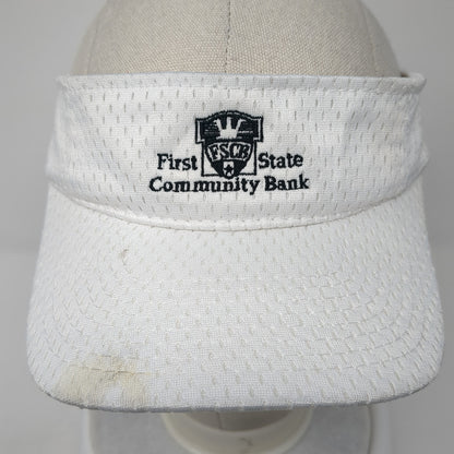 First State Community Bank Sun Visor Hat White One Size Adjustable Outdoor Cap