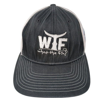 WTF What The Fin? Snapback Trucker Hat Blue OS Adjustable Mesh Back Richardson