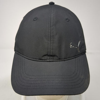 Puma Baseball Cap Black One Size Metal Cat Logo Slideback Strap Hat Polyester