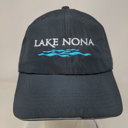 Lake Nona Strapback Hat Black One Size Adjustable Embroidered 6 Panel CORE365