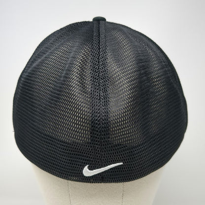 Nike Baseball Cap Black One Size Fitted Mesh Back Swoosh Structured Golf Hat