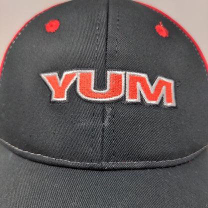 Yum Men's Strapback Hat Black Red Embroidered Logo Adjustable