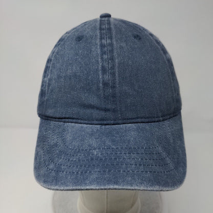 Unbranded Strapback Hat Blue OSFM Adjustable Vented Holes 6 Panel Denim Blank
