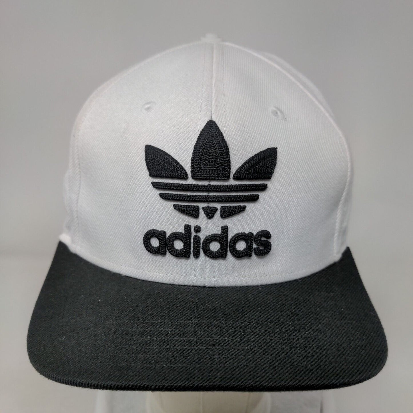 Adidas Snapback Hat White One Size Adjustable Embroidered Trefoil 6 Panel