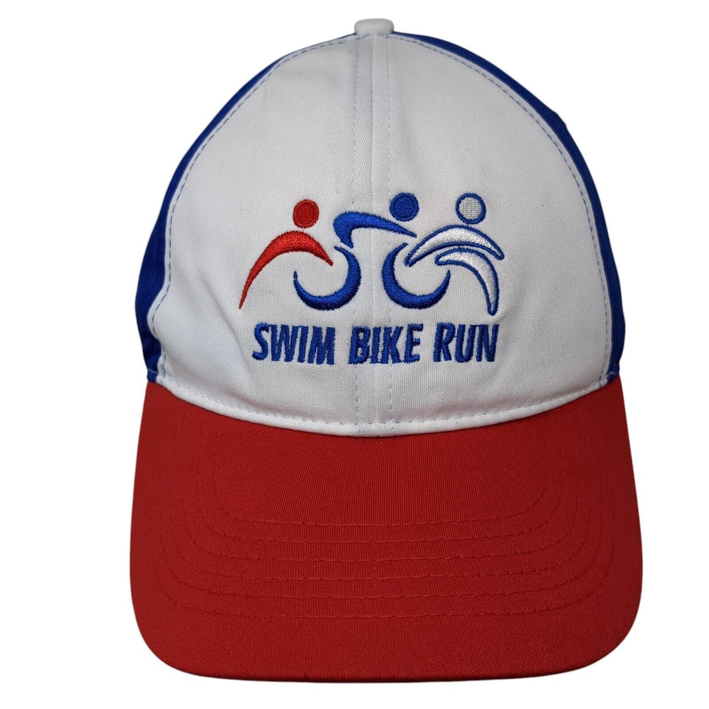 Swim Bike Run Strapback Hat Multicolor One Size Adjustable Embroidered