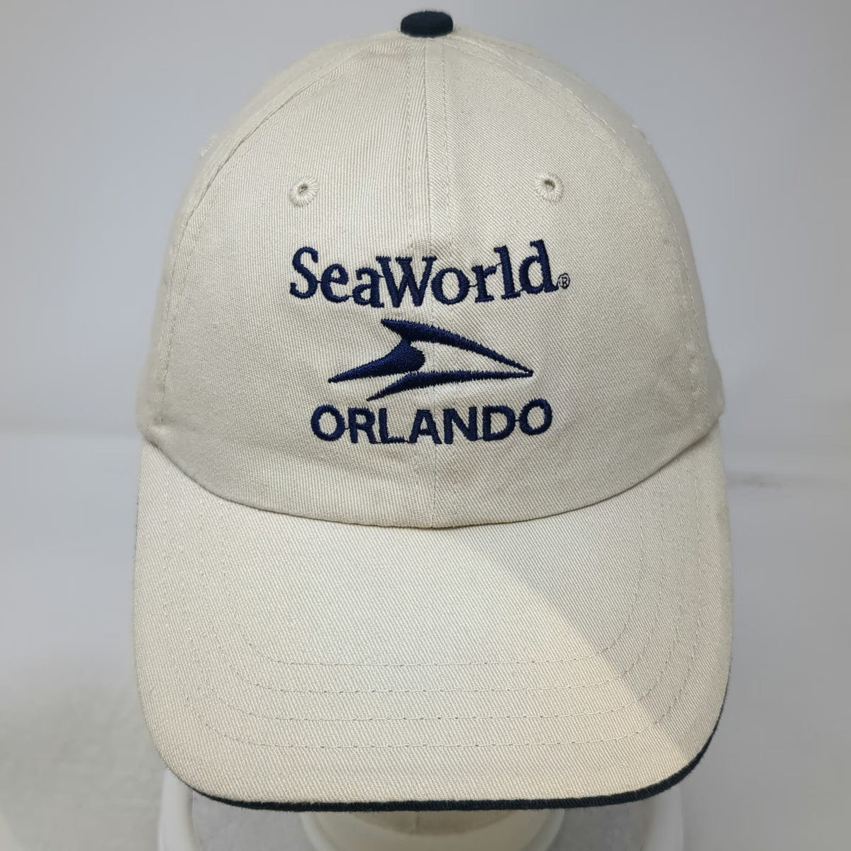 SeaWorld Baseball Cap Beige One Size Orlando Logo Strapback Cotton Adventure Hat