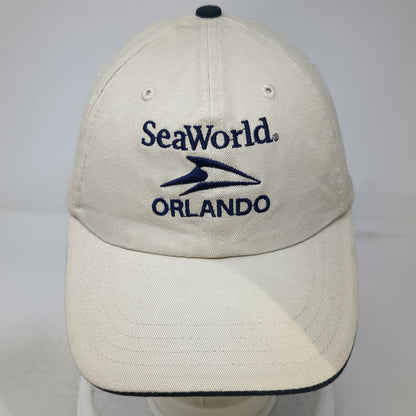 SeaWorld Baseball Cap Beige One Size Orlando Logo Strapback Cotton Adventure Hat
