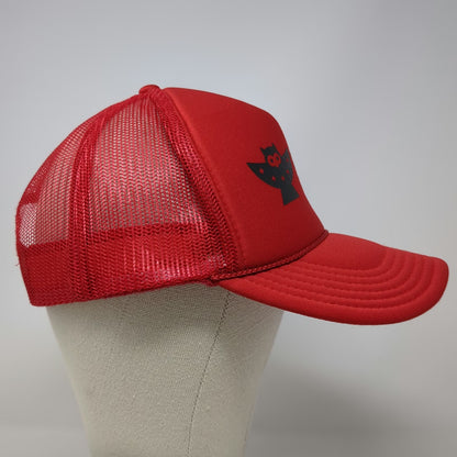 Otto Trucker Hat Red One Size Puzzle Effect Owl Graphic Mesh Snapback Foam Front