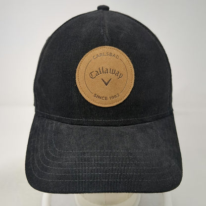 Callaway 5 Panel Black Hat One Size Snapback Corduroy Golf Carlsbad Logo Patch