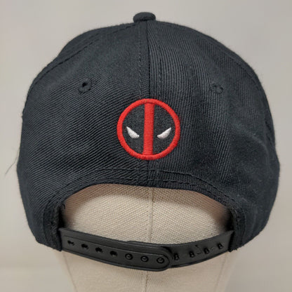 Deadpool Snapback Hat Black OSFM Adjustable Embroidered 6 Panel Marvel