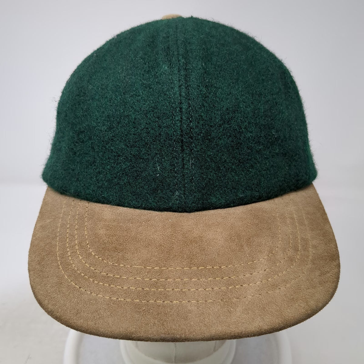 Country Gentleman Baseball Cap Green Brown One Size Wool Suede Slideback Hat