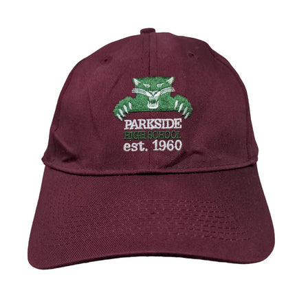 Parkside High School Men's Strapback Hat Red Embroidered Logo 100% Cotton