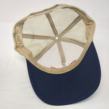 Otto Trucker Hat Beige Blue Smith Power Products Mountain Logo One Size Snapback