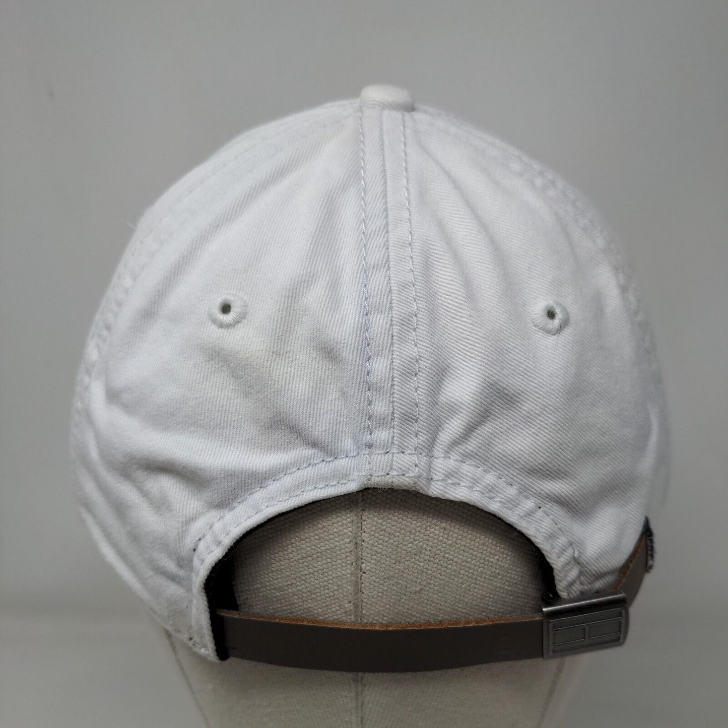 Tommy Hilfiger Slideback Hat White One Size Embroidered Leather Strap