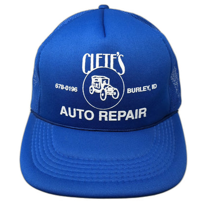 Cletes Auto Repair Burley Idaho Blue Trucker Hat One Size Mesh Snapback Foam