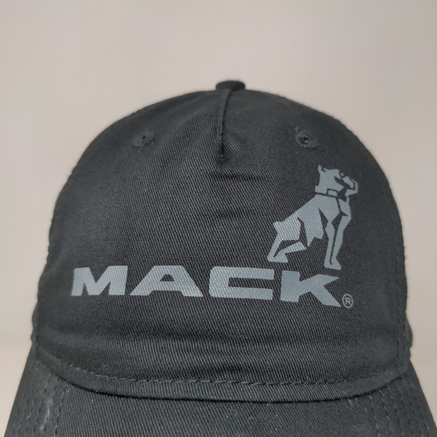 Mack Trucks Men's Strapback Hat Black Graphic Bulldog Logo Adjustable