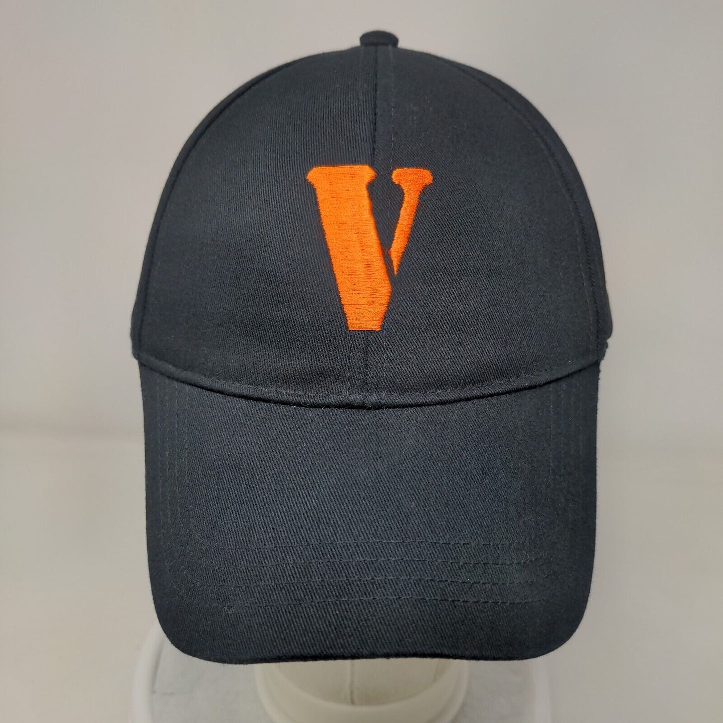 Letter V Slideback Hat Black One Size Embroidered Adjustable 6 Panel