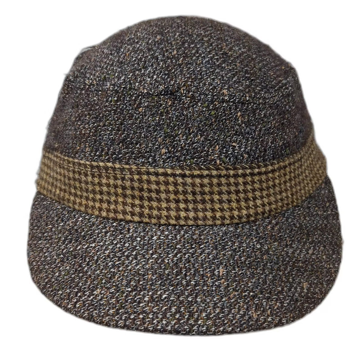 ExOfficio Army Cap Hat Brown Brown Tweed Made in USA Houndstooth Band Vintage