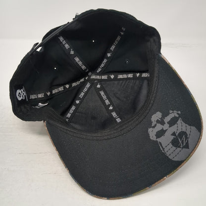 Zero Foxtrot Snapback Hat Black Camo One Size Skull Ace Patch Logo Brim Cotton