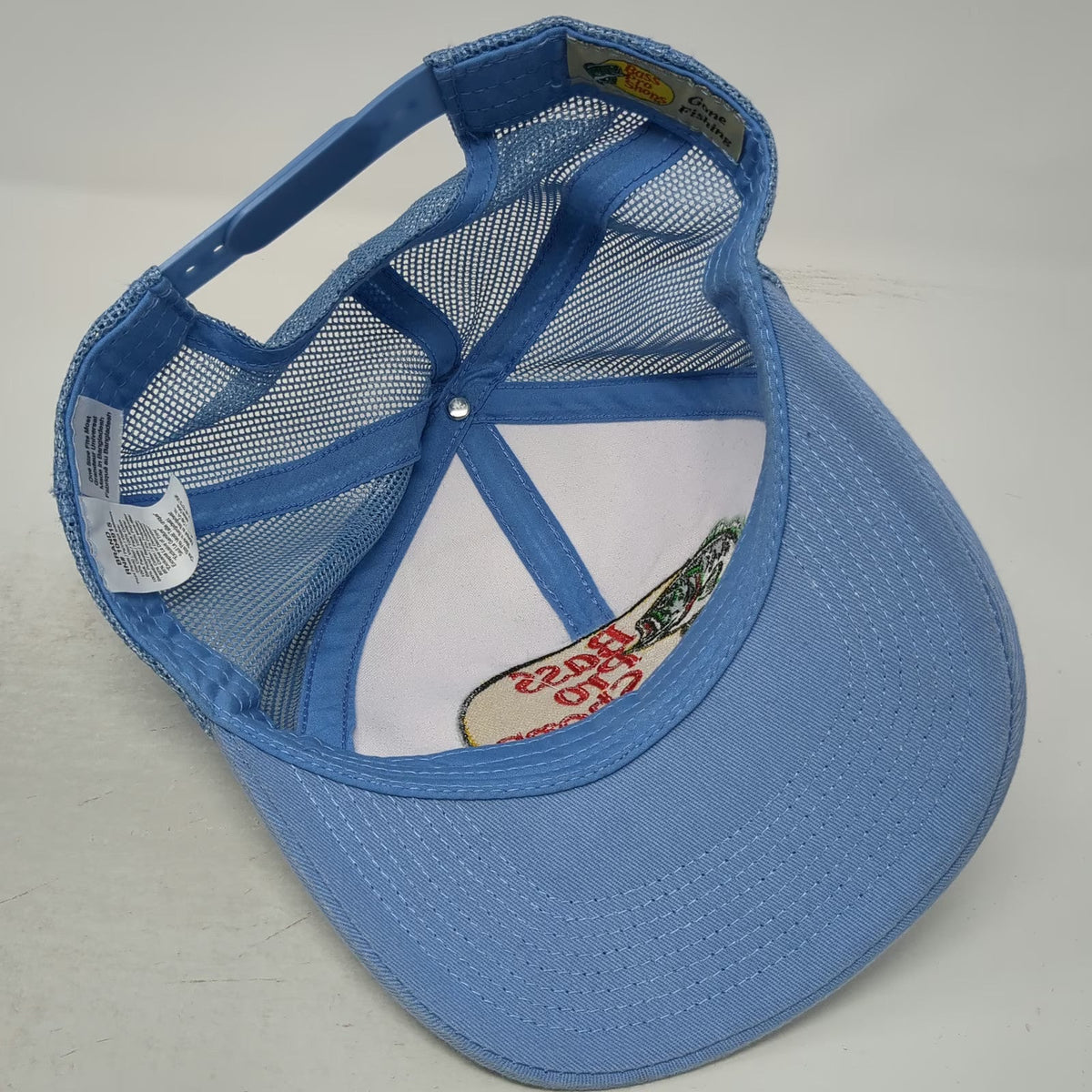 Bass Pro Shops Trucker Hat Blue One Size Bass Fish Patch Mesh Back Snapback