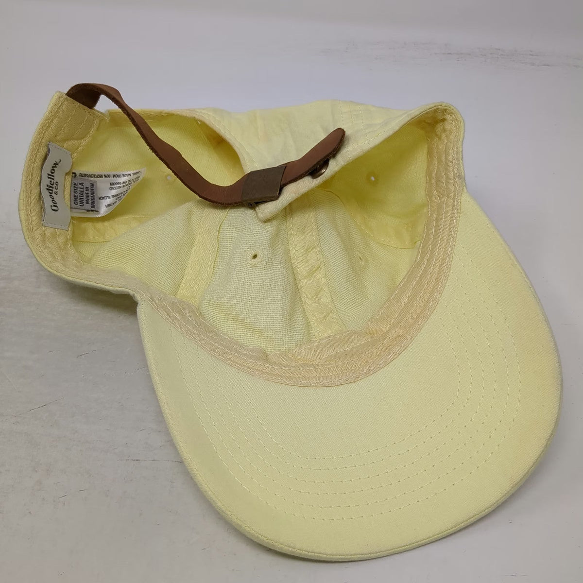 Goodfellow & Co Baseball Cap Yellow One Size Leather Strapback Cotton Hat Blank