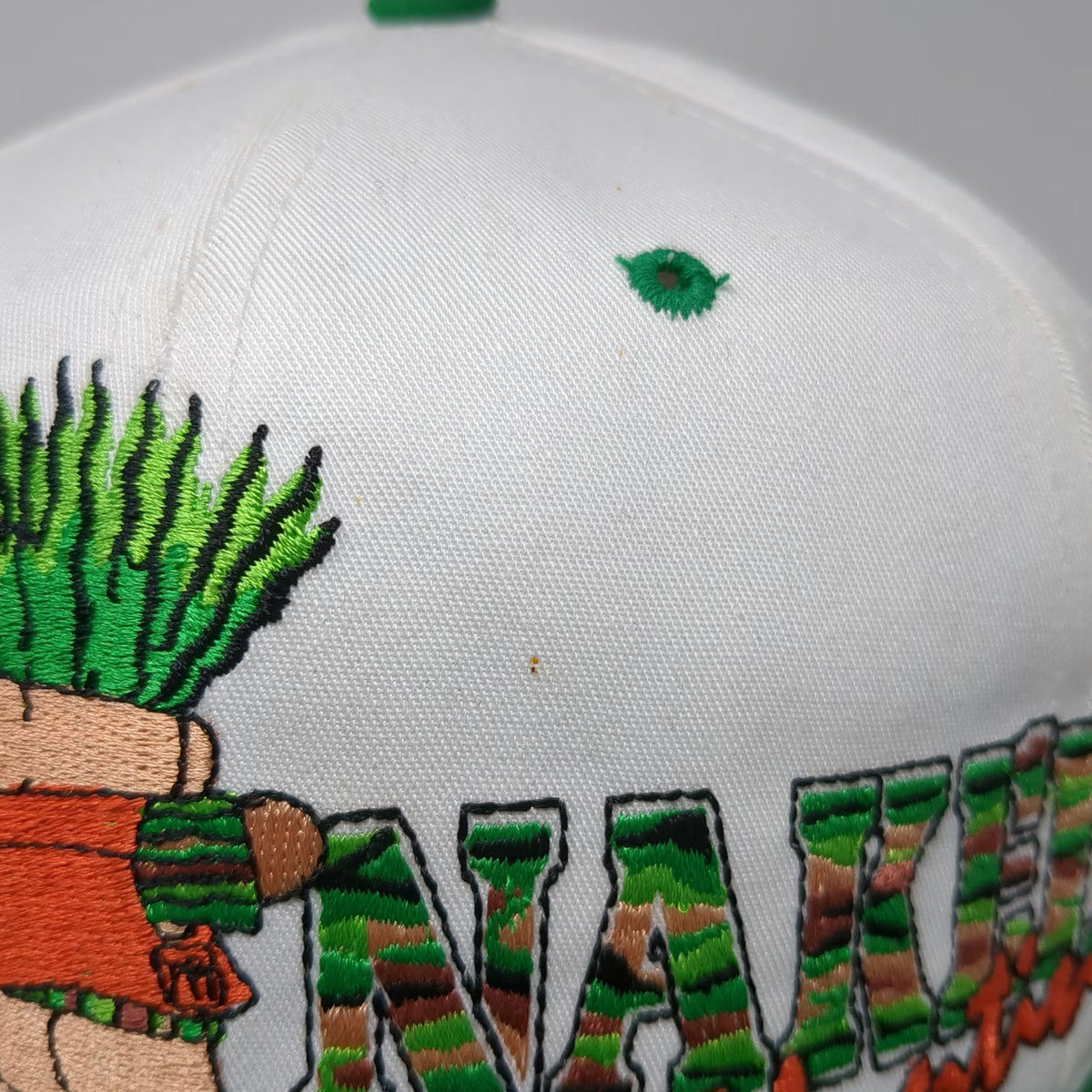 Iko Snapback Hat White Green One Size Butt Naked Hunting Novelty Graphic Camo