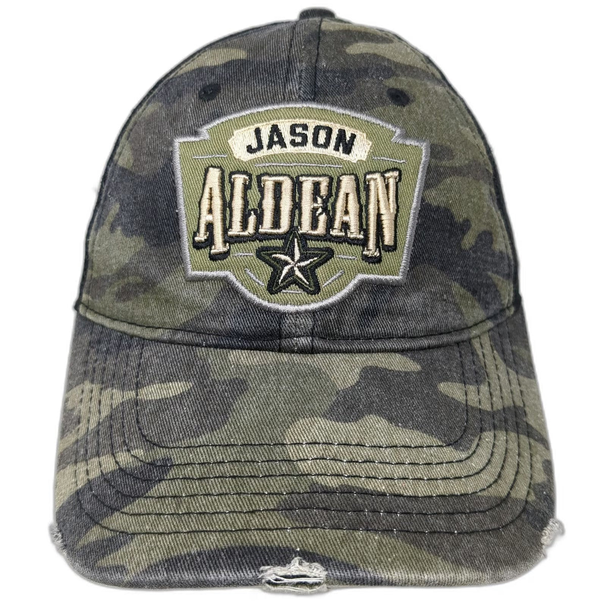 Jason Aldean Trucker Hat Green One Size Camo Burnin It Down Mesh Distressed