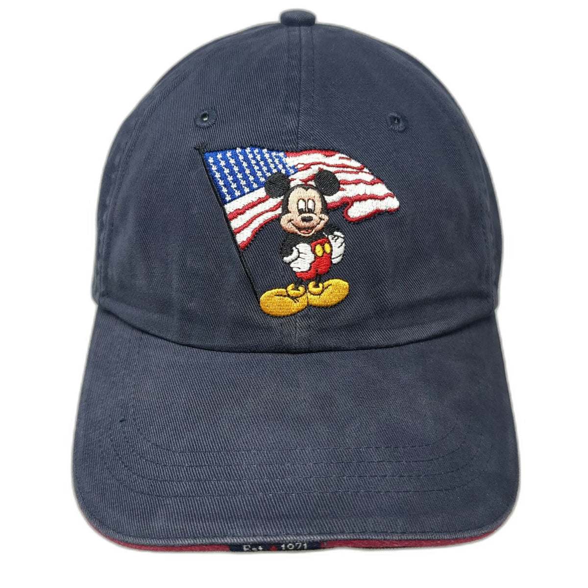 Walt Disney World Mickey Mouse American Flag Blue Baseball Cap OSFM Strapback