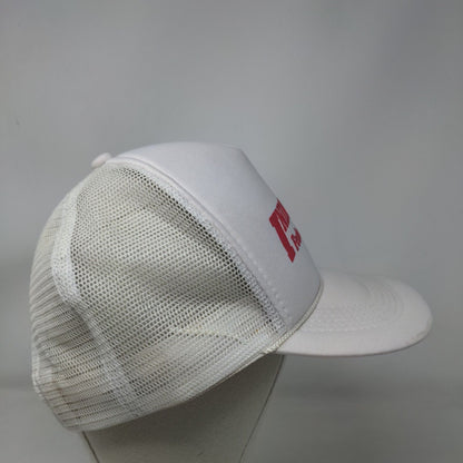 Indiana Federal Credit Union Trucker Hat White OS Mesh Back Suede Puff Rope