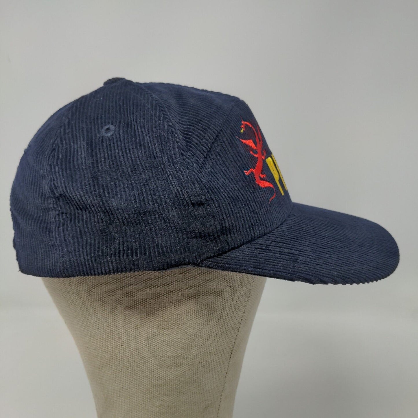 Pilatus Men's Strapback Hat Blue Corduroy Adjustable Embroidered Dragon Logo