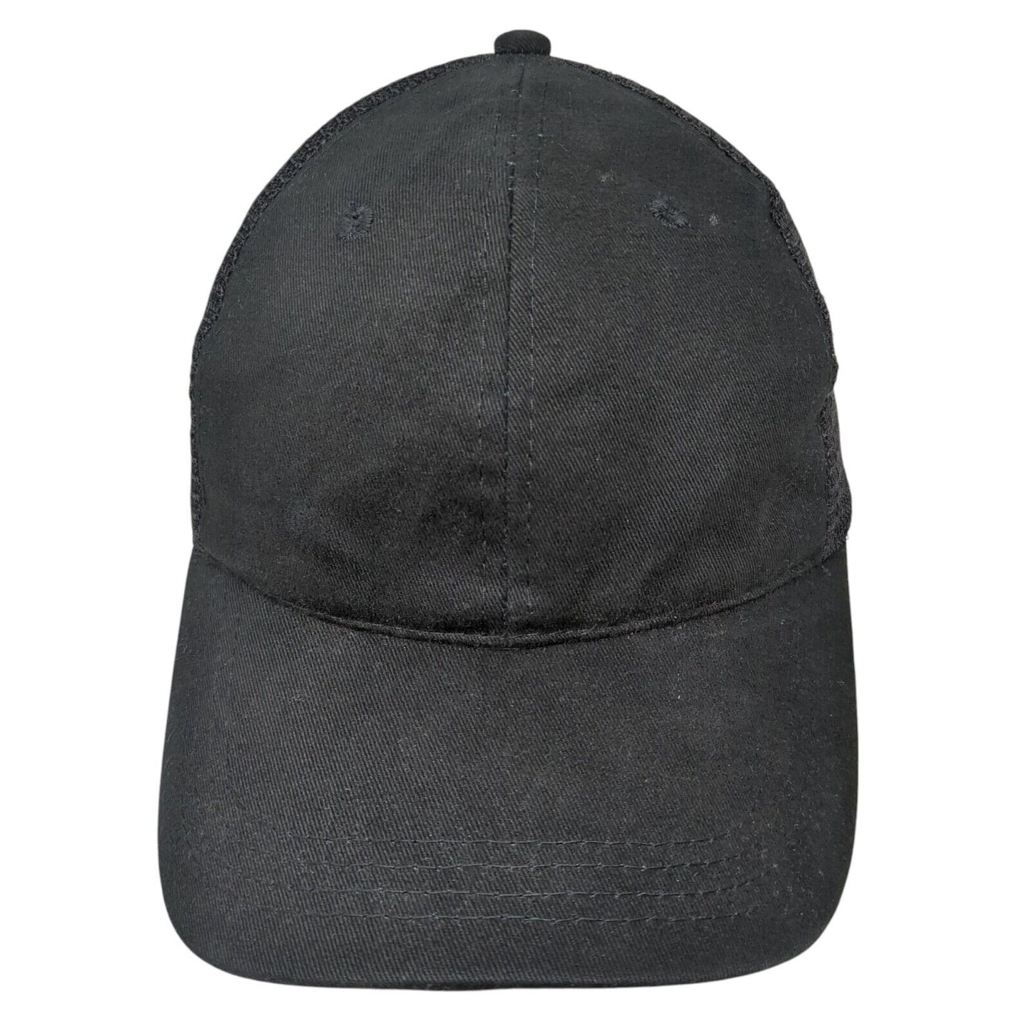 Unbranded Strapback Trucker Hat Black One Size Mesh Back Blank Solid