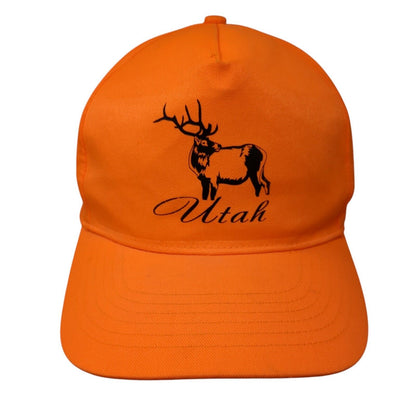 Utah Strapback Hat Orange OSFA Adjustable Graphic Print Vented Holes Polyester