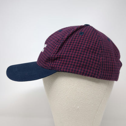 Port Authority Baseball Cap Blue Red One Size Gingham FMC Logo Cotton Hat