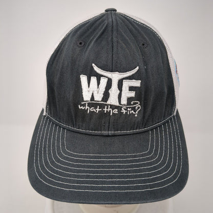 WTF What The Fin? Snapback Trucker Hat Blue OS Adjustable Mesh Back Richardson