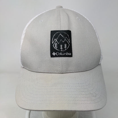 Columbia Fitted Trucker Hat Gray One Size Patch Logo Mesh Back Flexfit