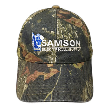 Port Authority Baseball Cap Green One Size Camo Mesh Back Strapback Samson Hat