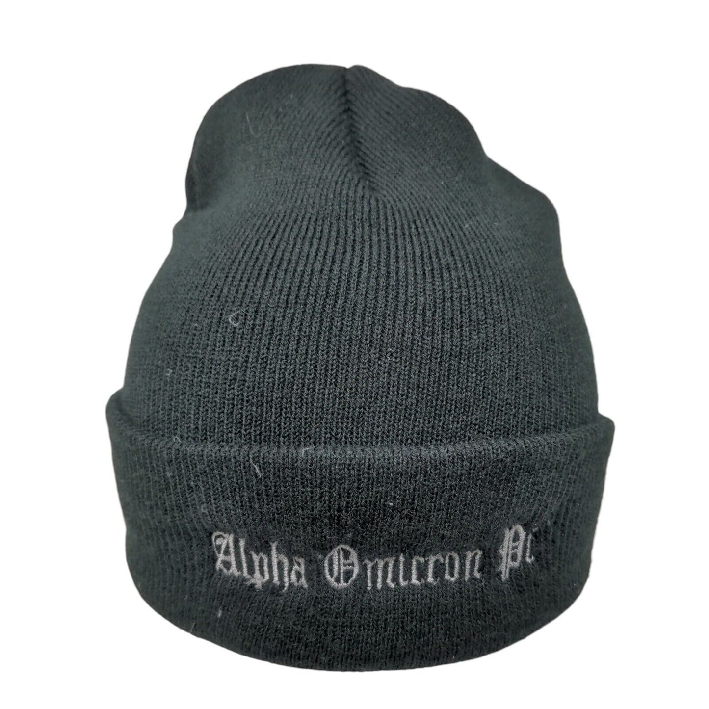 Alpha Omicron Phi Beanie Hat Black One Size Knitted Stretch Port & Company