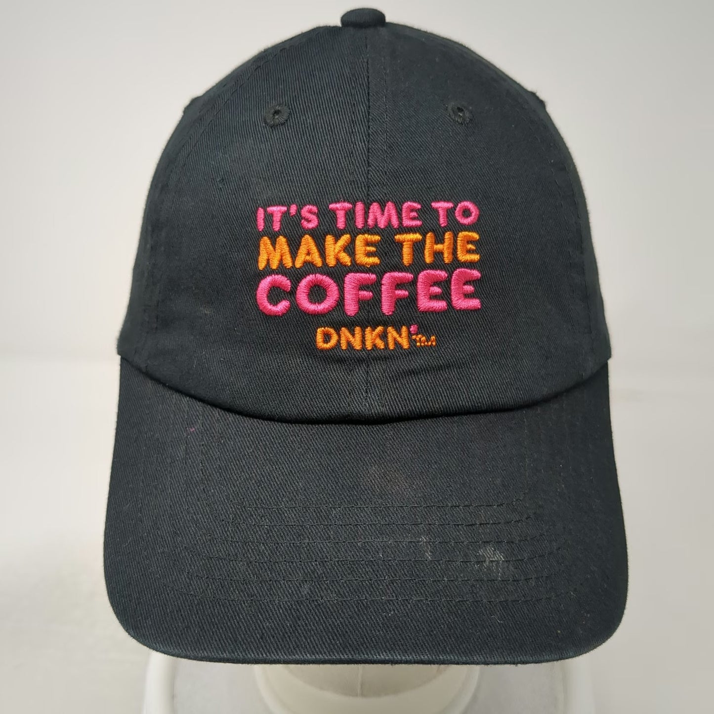 Dunkin It's Time To Make The Coffee Baseball Cap Black One Size Strapback Hat