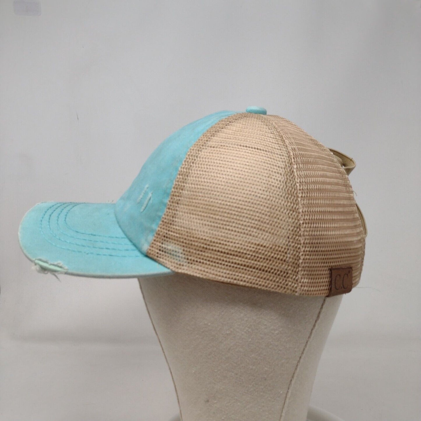 C.C Exclusives Strapback Mesh Back Trucker Hat Multi One Size Ponytail