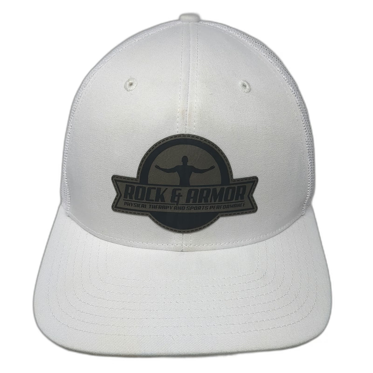 Richardson Trucker Hat White OSFM Rock & Armor Physical Therapy Mesh Snapback