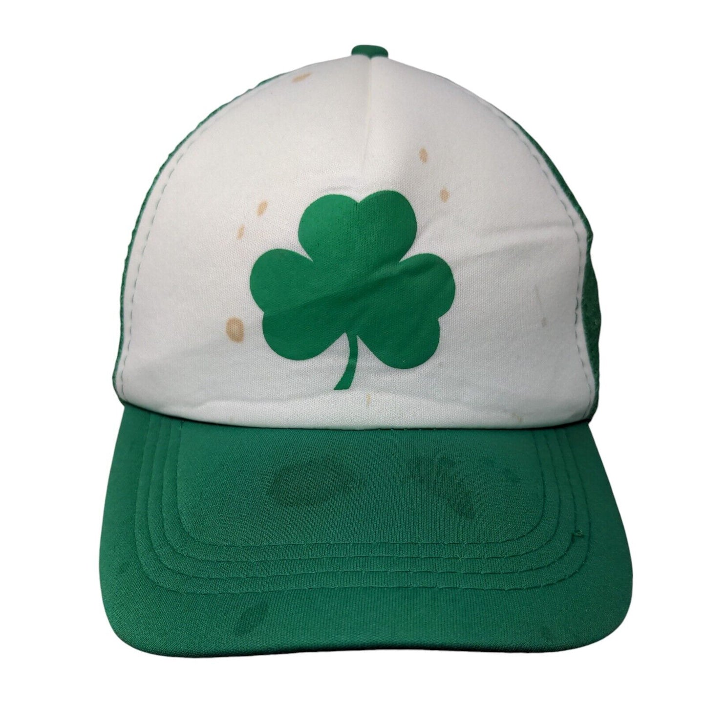 Clover Shamrock Snapback Mesh Back Trucker Hat Green One Size Adjustable