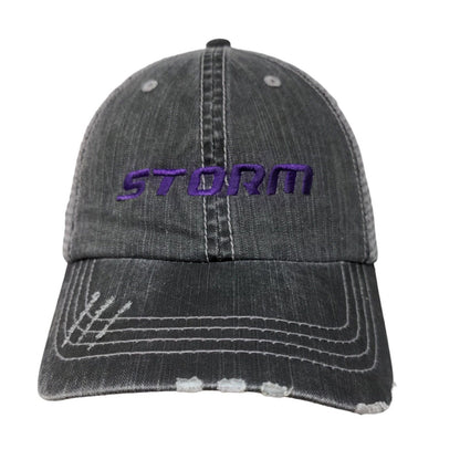 Unbranded Men's Strapback Meshback Hat Gray Embroidered Storm Logo Cotton Blend