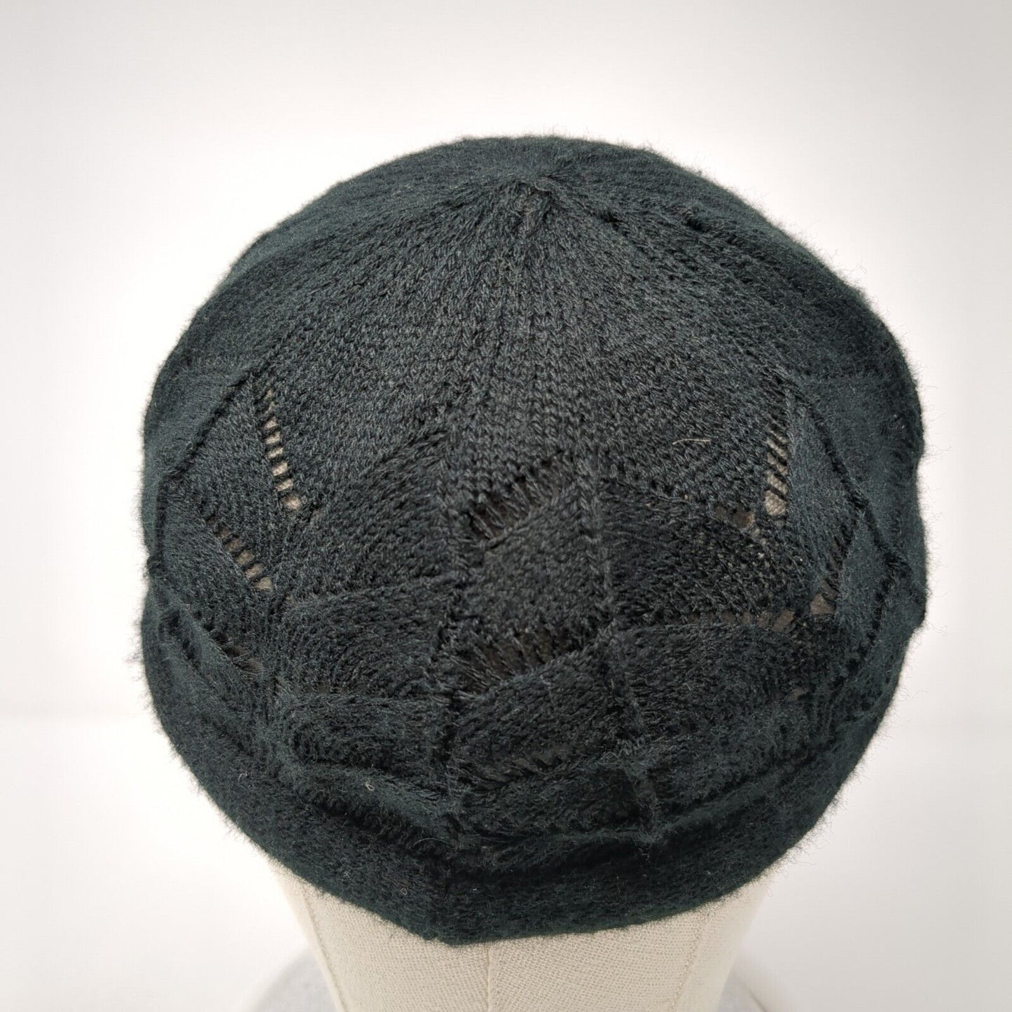Unbranded Beanie Hat Black One Size Stretch Lightweight Hand Knitted Blank