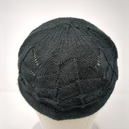 Unbranded Beanie Hat Black One Size Stretch Lightweight Hand Knitted Blank