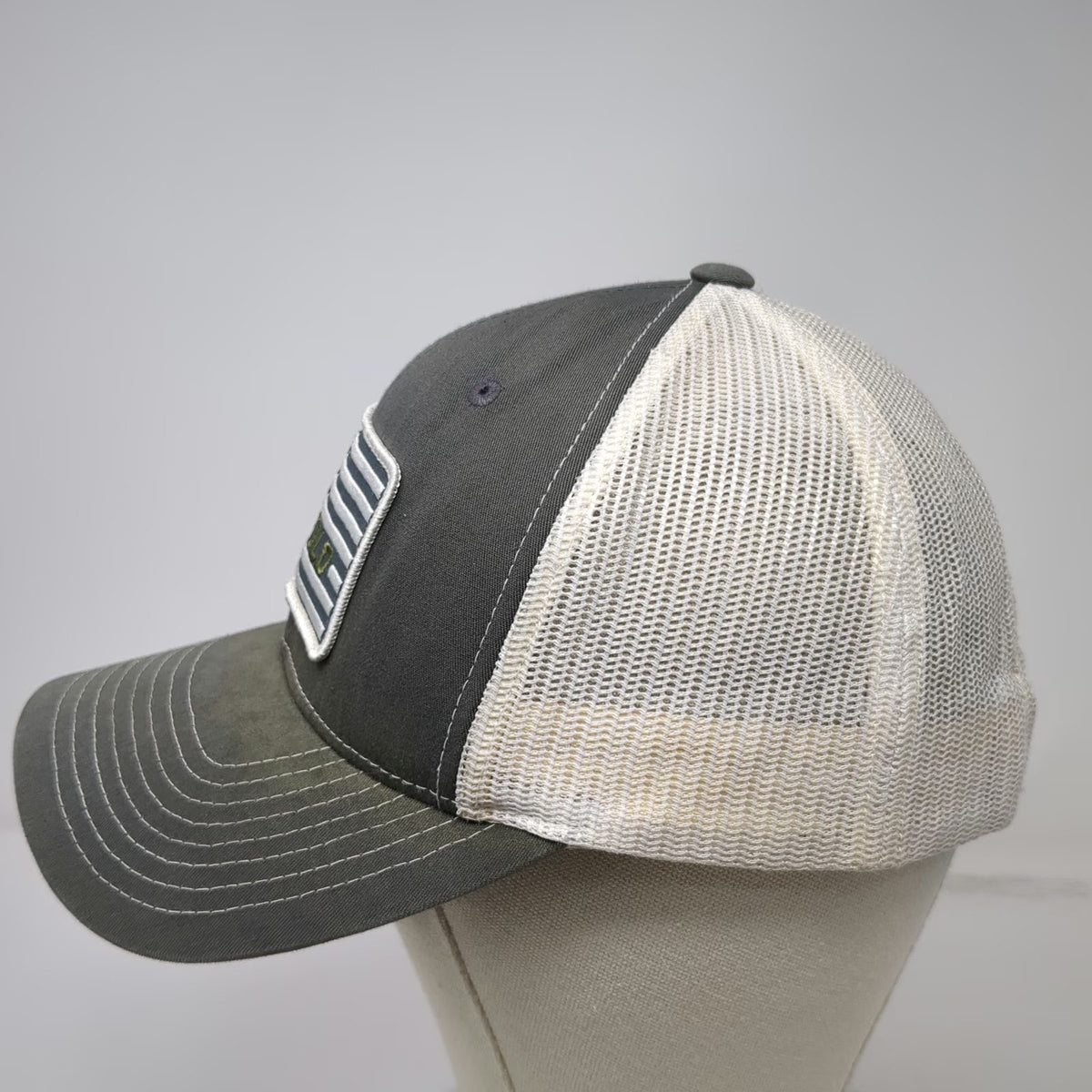 Richardson Trucker Hat Gray One Size Leupold American Flag Patch Mesh Snapback